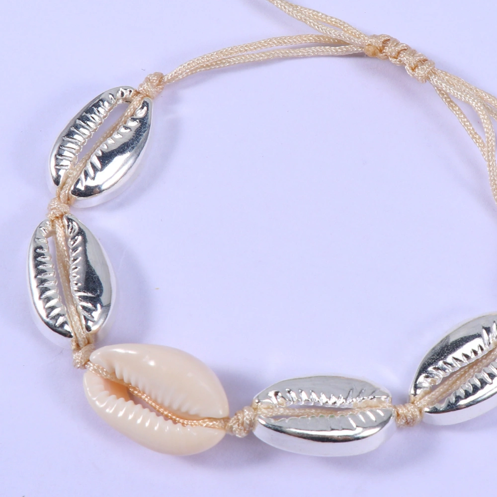 2pcs Shell Bracelet Exquisite Seashell Beach Bracelet Alloy Jewelry Ornaments for Women Girl (Silver and Golden)