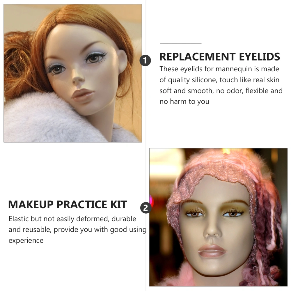 6 Pairs Mannequin Head Removable Eyelids Eyelash Training Practice Tools