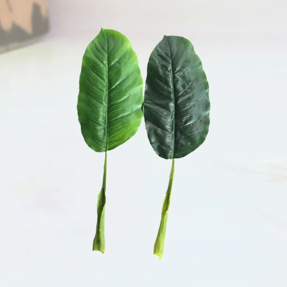 2PCS Simulation Green Plant Lifelike Leaves Photography Props for Wedding Home Decoration Flower Arrangement (Dark Color, Light Color)