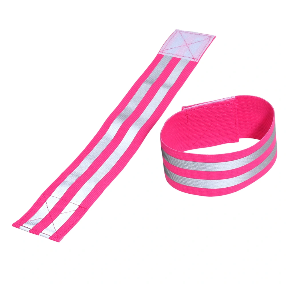 A Pair of Reflective Elastic Band High Visibility and Safety Strap Armband Sports Accessories for Jogging Cycling Walking(Rosy)