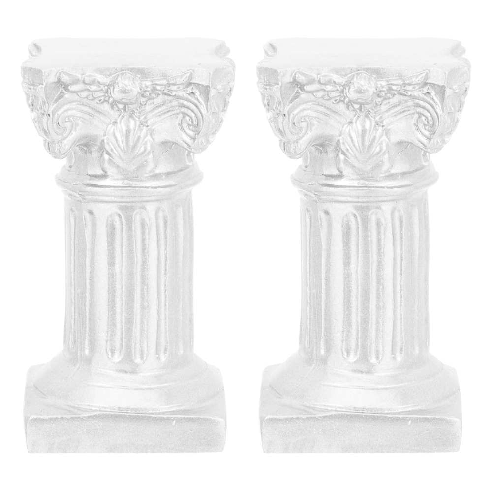 2Pcs Desktop Candleholder Photo Props Micro Landscape Roman Column Decors