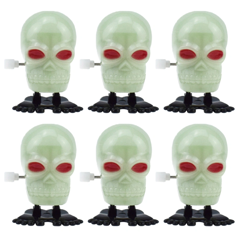 6 Pcs Halloween Wind up Toys Glow-in-the-dark Skull Clockwork Toy Horror Theme Party Props