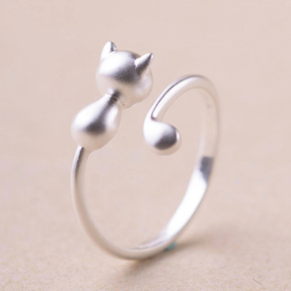 1Pc Open Rings Design Alloy Cat Design Ring Finger Decoration for Friends Women Girls (Adjustable, Kitten)