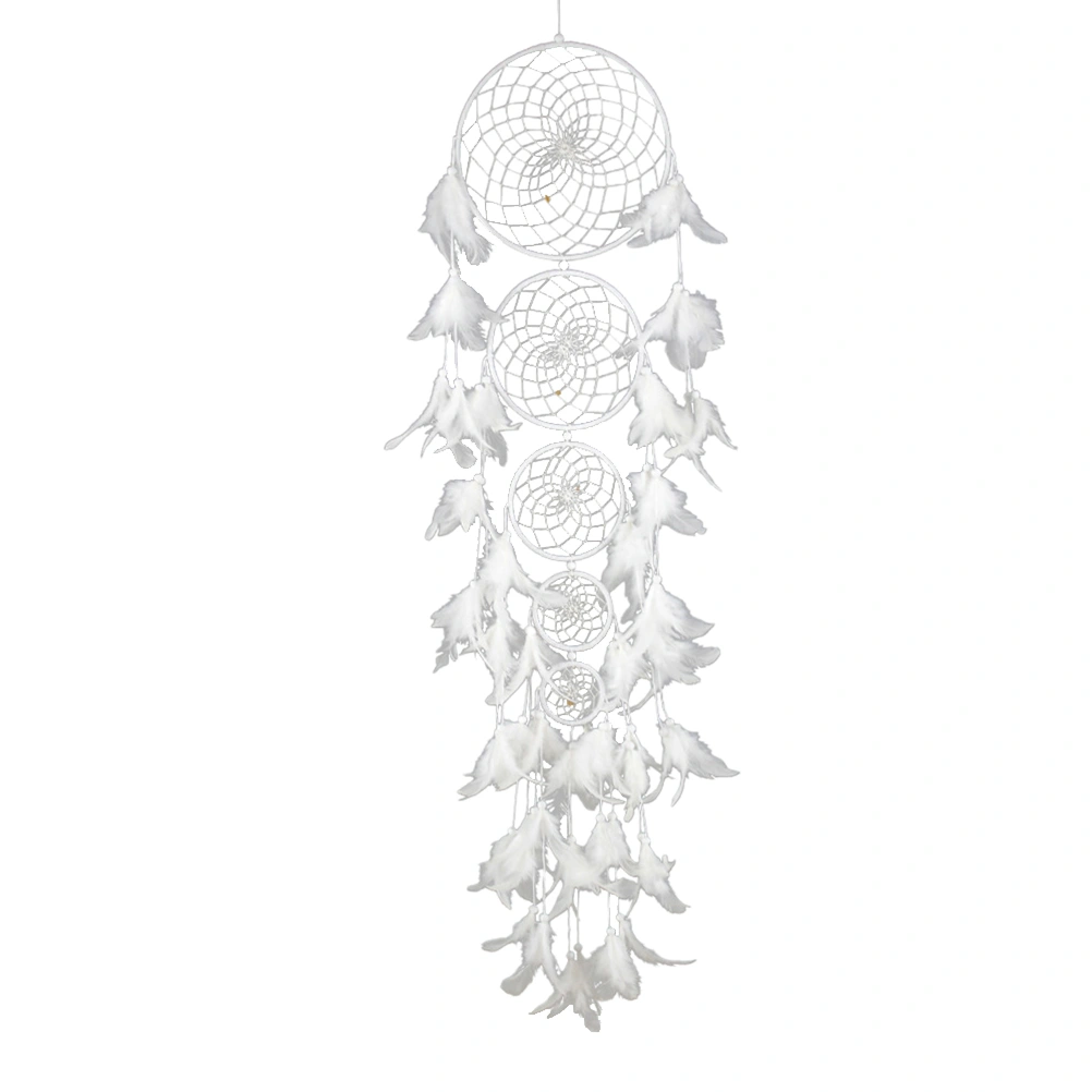 1PC Multilayer Dreamcatcher 5 Circles Pendant Goose Feather Wall Hanging Mural Decoration