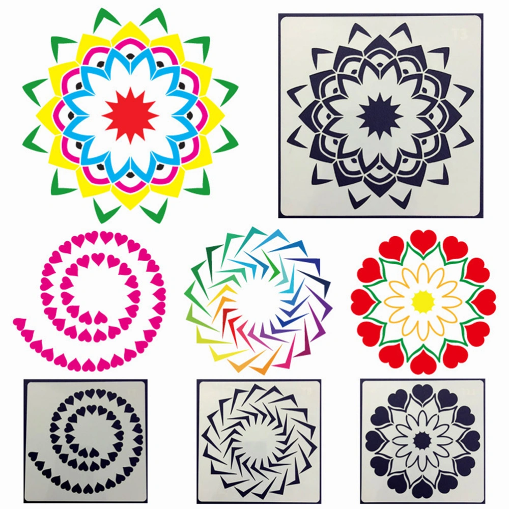 12pcs Mandala Stencils Painting Template Hollow Out Stencils for Art Craft Decorations Painting Tool Stencil Set (White)