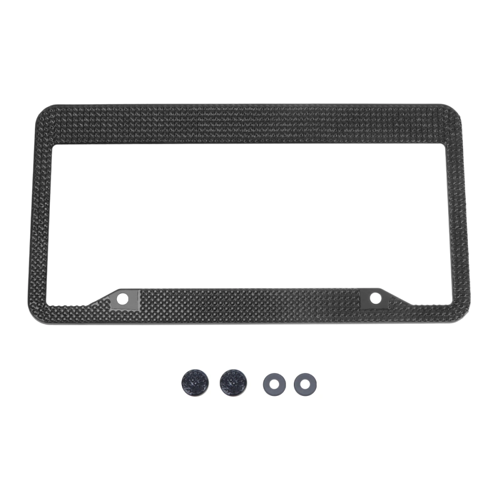 Shiny Stainless Steel License Plate Frame Luxury Handcrafted Car Frame Plate White Rhinestone Car License Accessory for American Car (Black)