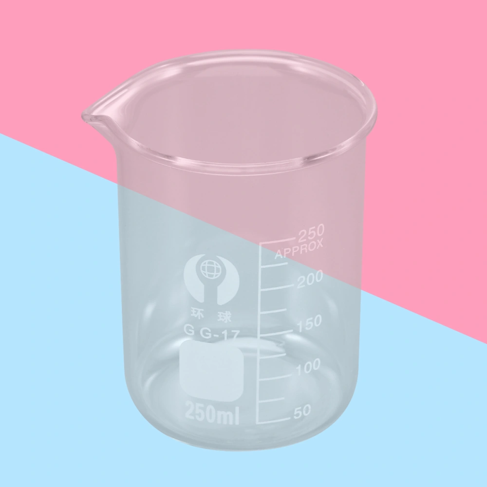 250ML Glass Beaker Premium Durable Graduated Household Kitchen Measuring Cup Drink Water Beaker Chemistry Glassware