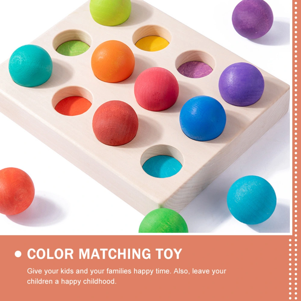 1 Set Kids Wood Balls Color Matching Toy Colored Ball Matching Toy Early Education Toy