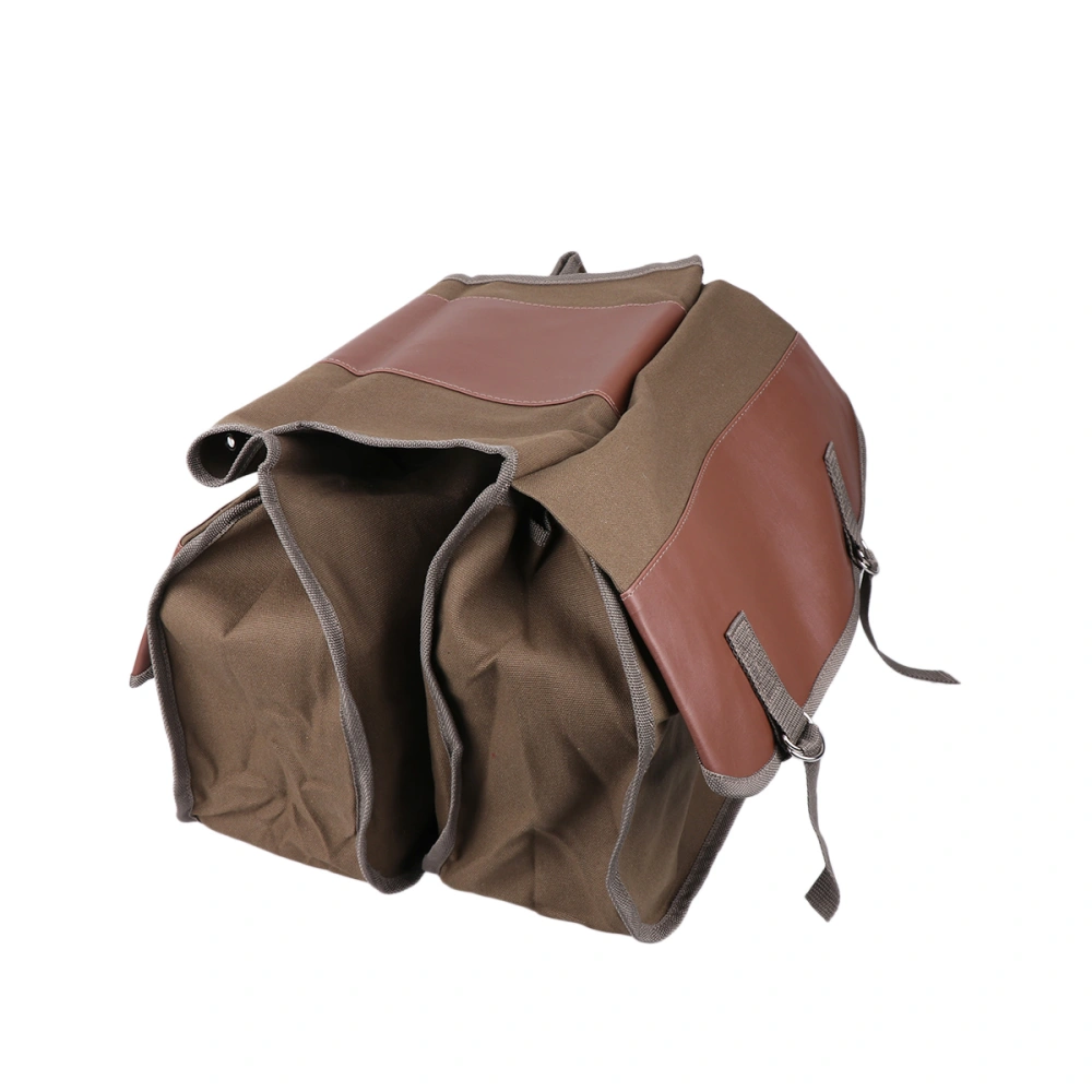 Double Pouches Mountain Storage Bag Weight Loading Pouch Canvas Seat Organizer for Travel Picnic (Khaki)