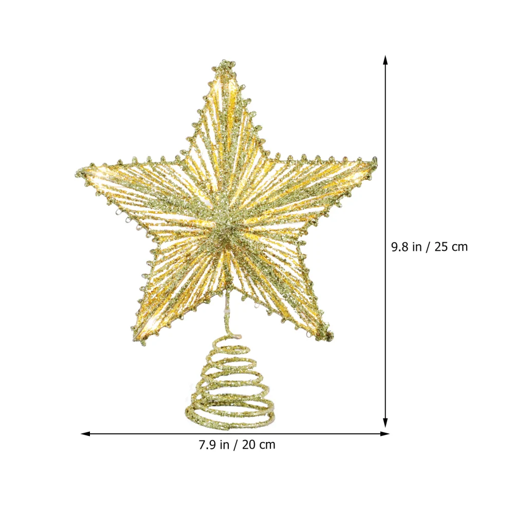 1Pc Xmas Treetop Star with Light String Pentagram Tree Star Chic Tree Decor