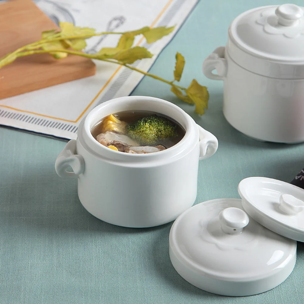 1 Pc Durable Ceramic Water-proof Stewing Pot for White Fungus Soup Bird's Nest