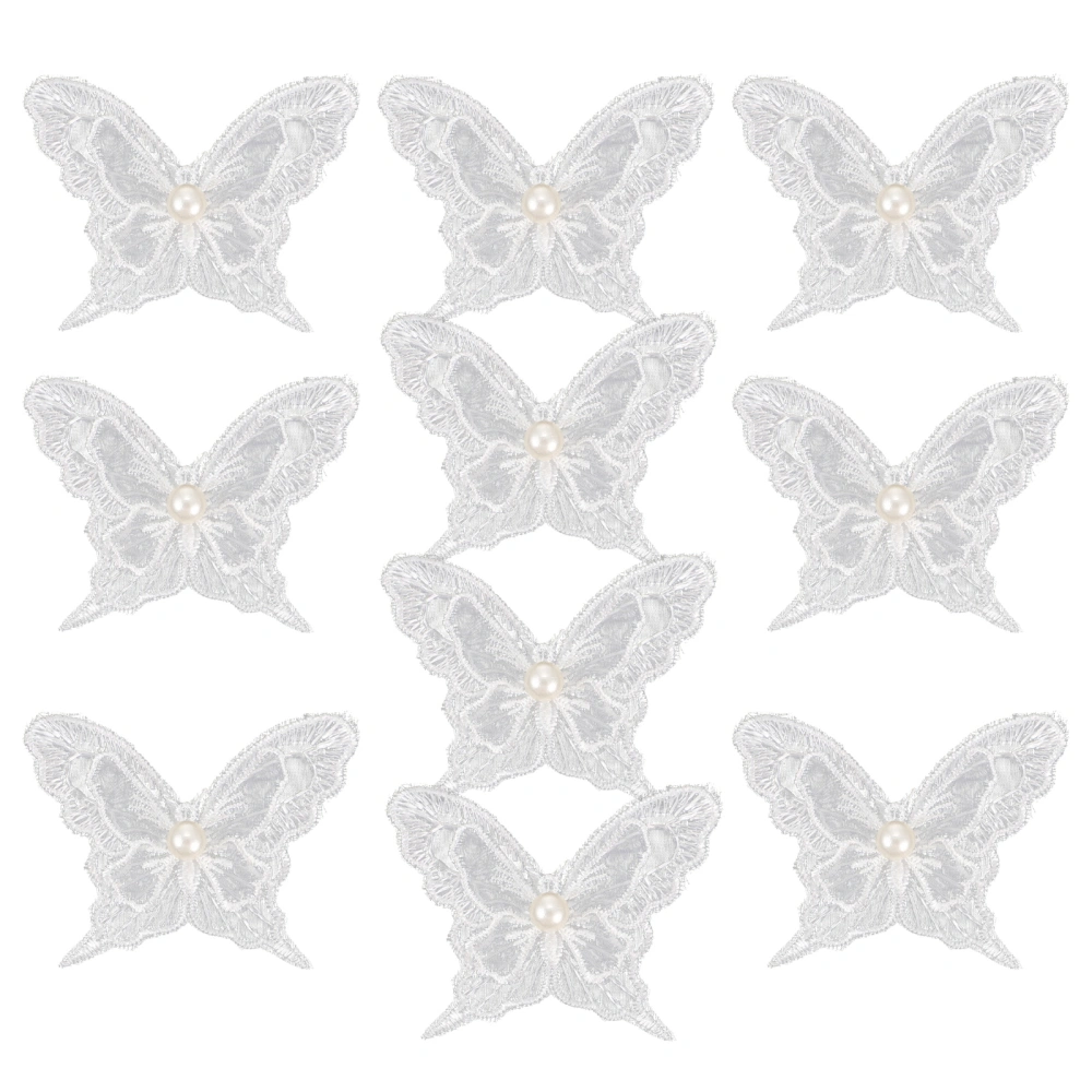 10pcs Lace Embroidered Appliques Butterflies Shape Wedding Dress Decors