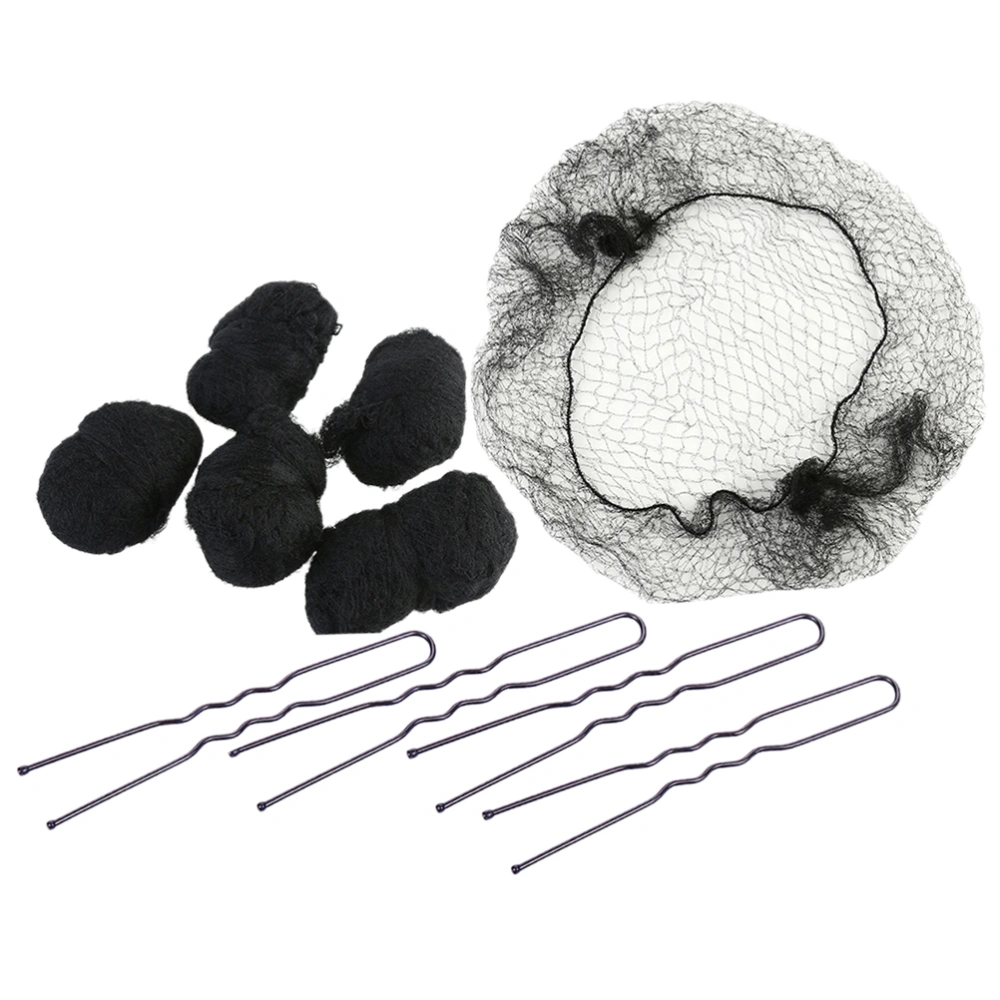 50Pcs Micro Nylon Hair Nets Invisible Elastic Mesh Ballet Bun Dress-up Accessories for Women Girls (50cm, Black, in Loose Packing, 40pcs U Hairpin, 6cm)