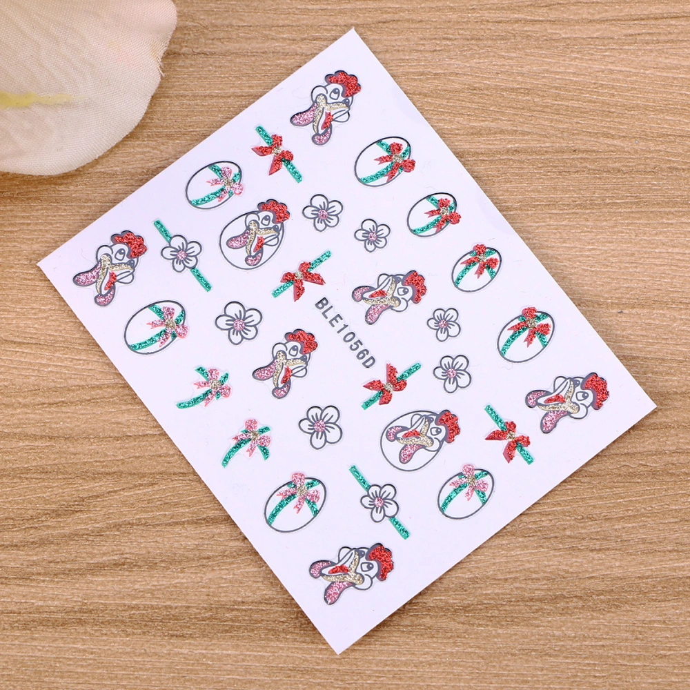 Colorful 3D Nail Stickers Glitter Cartoon Patterned Easter Nail Stickers Exquisite DIY Nail Applique (BLE1056D)