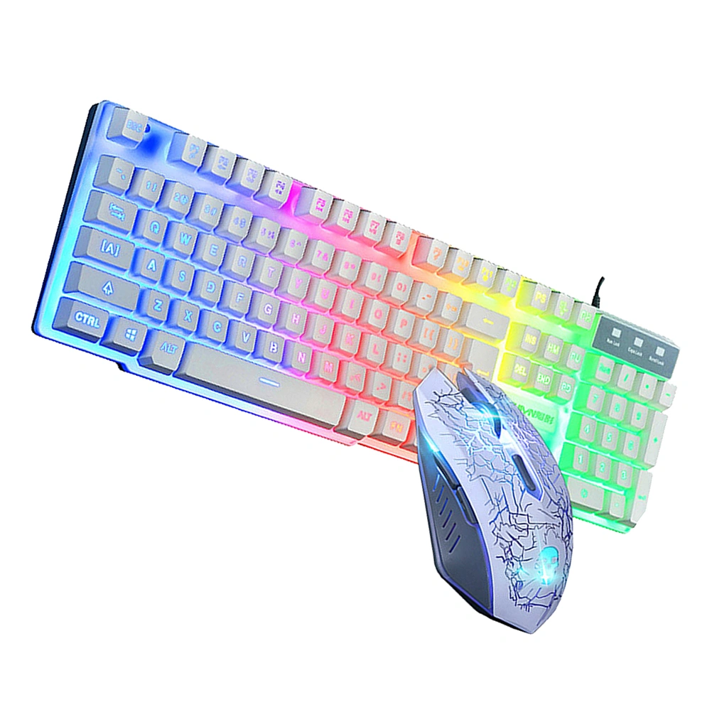 1 Set Keyboard and Mouse Wired Keyboard Mouse Backlight Keyboard Mouse Game Keyboard Mouse for Computer (White)