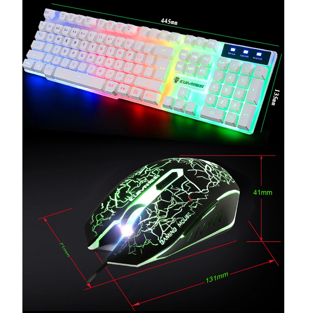 1 Set Keyboard and Mouse Wired Keyboard Mouse Backlight Keyboard Mouse Game Keyboard Mouse for Computer (White)