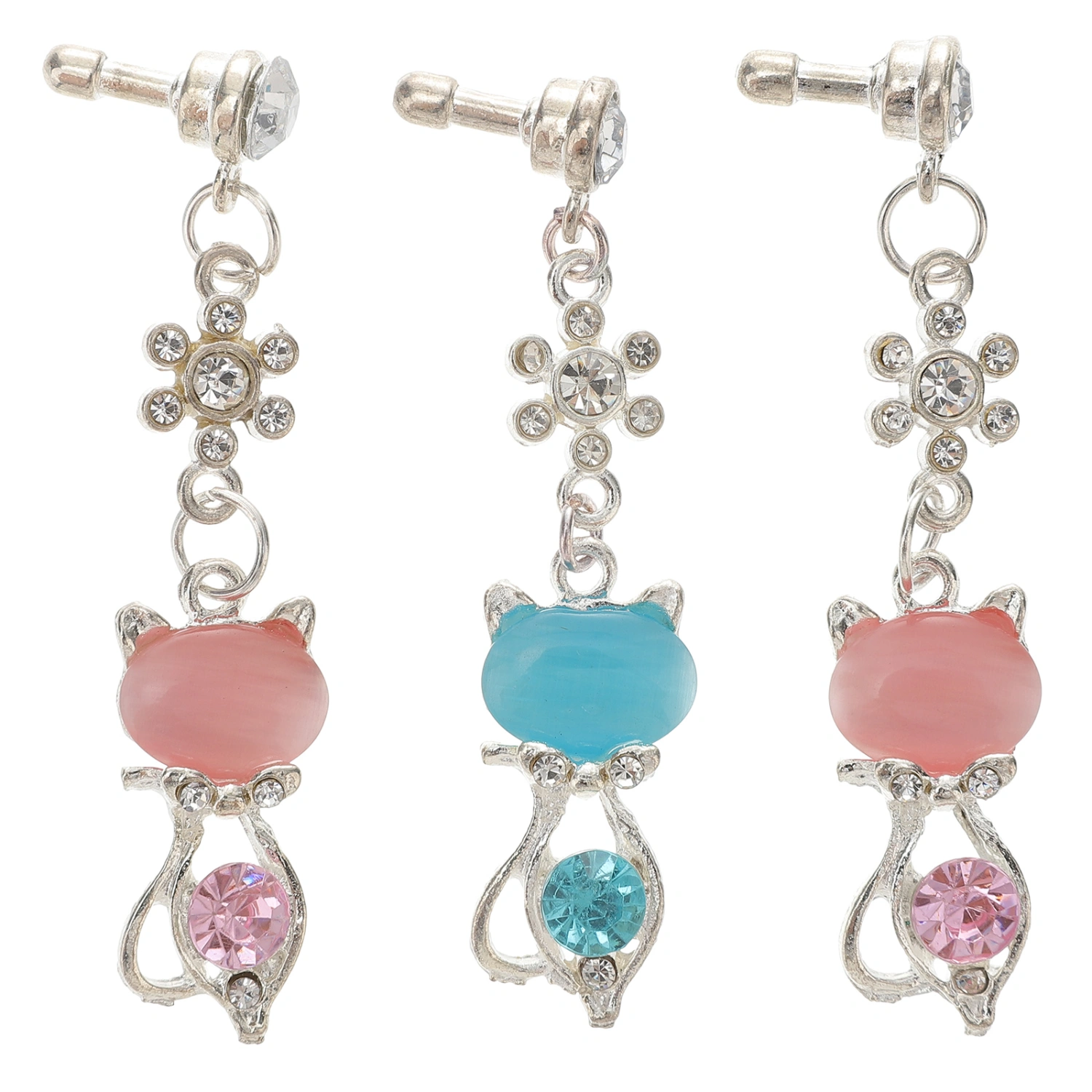 3Pcs 3.5mm Diamond Giraffe Earphone Plugs Lovely Anti-dust Plug Pendants