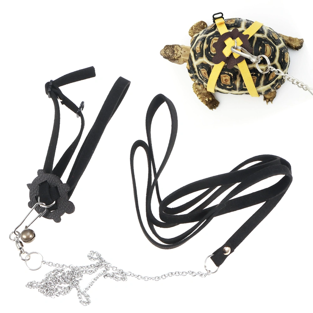 Adjustable Hamster Pet Turtle Lizard Traction Rope Turtle Lead Leash Hauling Rope Walking Training Rope - Size S (Black)