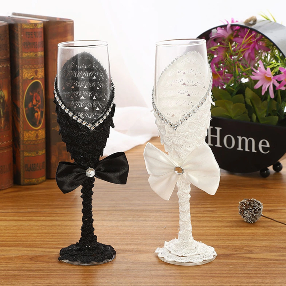 1 Pair Red Wine Goblets Creative Black White Dress Decorative Glasses Romantic Wedding Drinkware Supplies