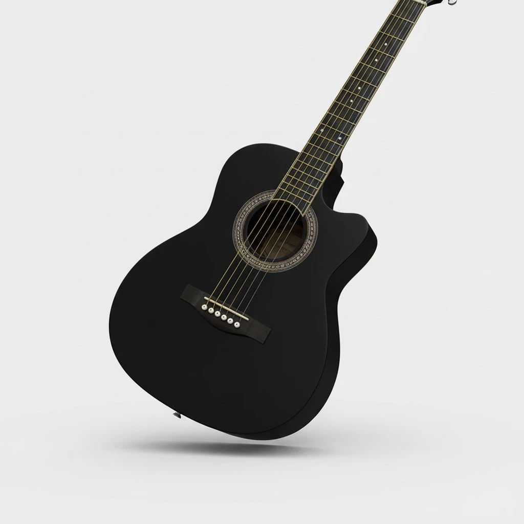 23 Inch Folk Acoustic Guitar Music Instrument Mini Guitar for Beginner Children Music Lover (Black)