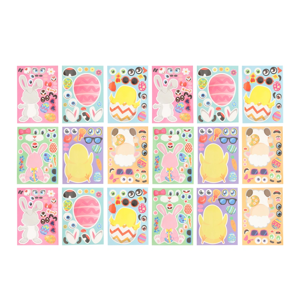 18pcs Easter Party Jigsaw Puzzle Stickers kids Easter Gifts Decorative Stickers