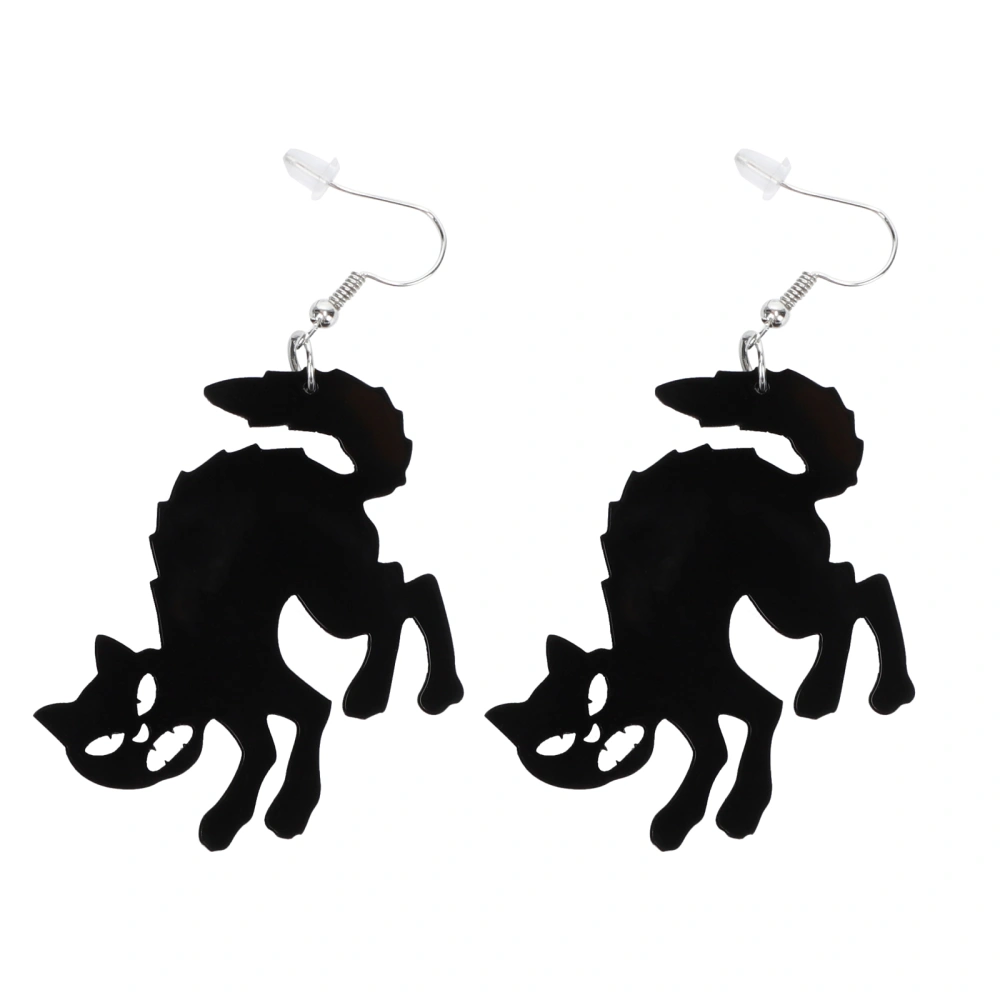 1 Pair of Fashionable Halloween Earrings Cartoon Cat Shaped Earrings (Black)