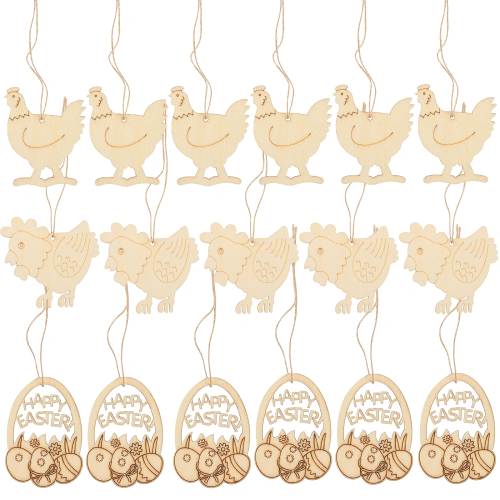 30pcs Easter Theme Wooden Pendant Unique Pendants Wood Hanging Decorations