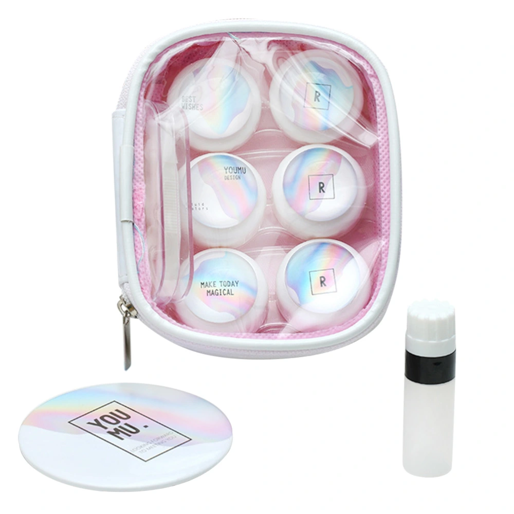 1 Set Convenient Lens Case Simple Lens Holder Portable Lens Soak Storage Kit for Home Travel (Pink and White)