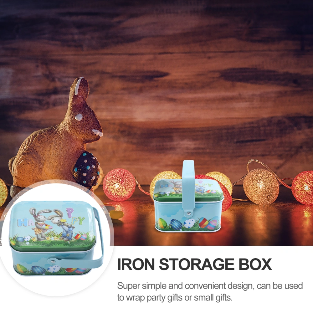 2Pcs Easter Candy Boxes Cookie Storage Box Gift Packing Boxes Tinplate Boxes