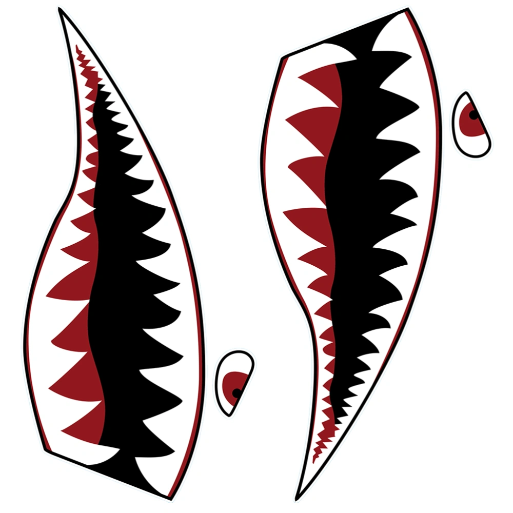 1 Pair PVC Sticker Decorative Plastic Stickers Creative Shark Teeth Pattern Kayak Sticker Inflatable Boat Sticker Decoration 