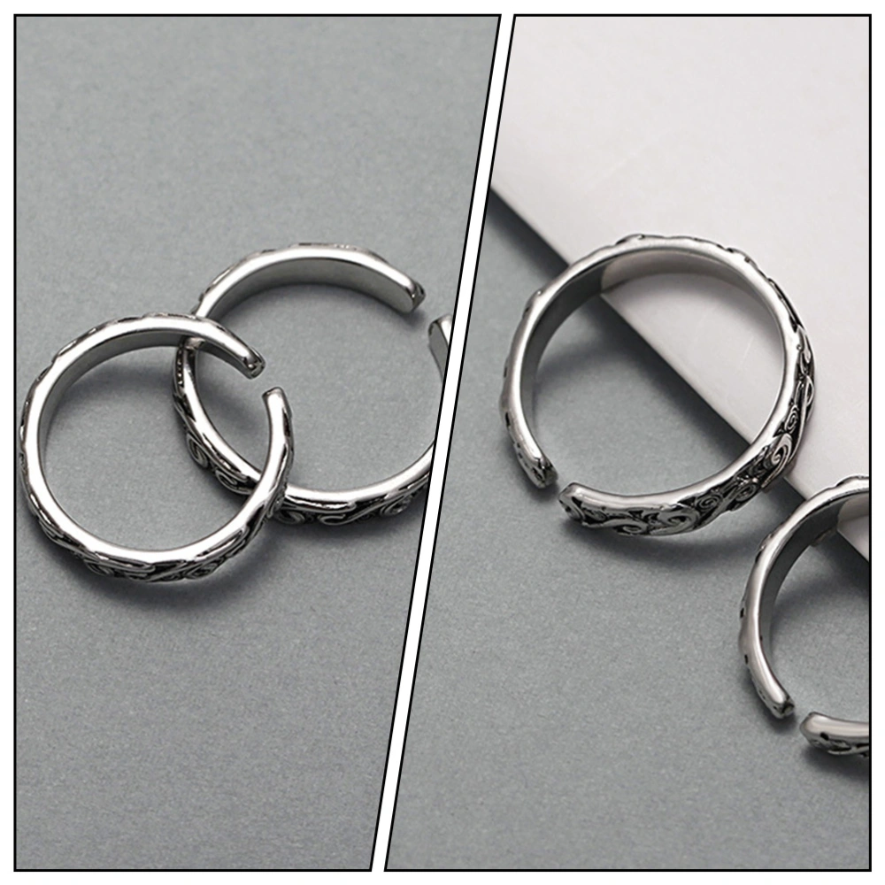 2Pcs Retro Fashion Rings Decorative Couple Rings Romantic Finger Rings Gifts