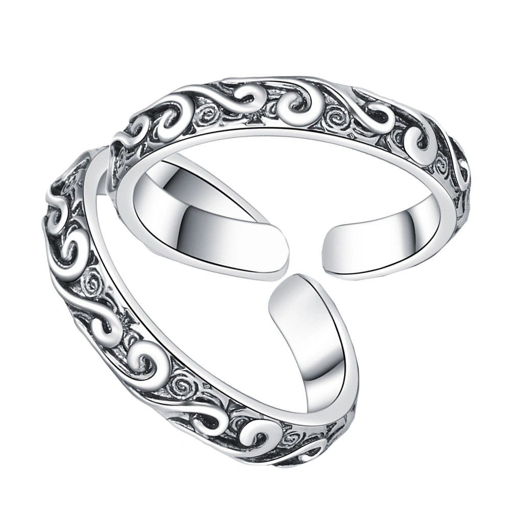 2Pcs Retro Fashion Rings Decorative Couple Rings Romantic Finger Rings Gifts