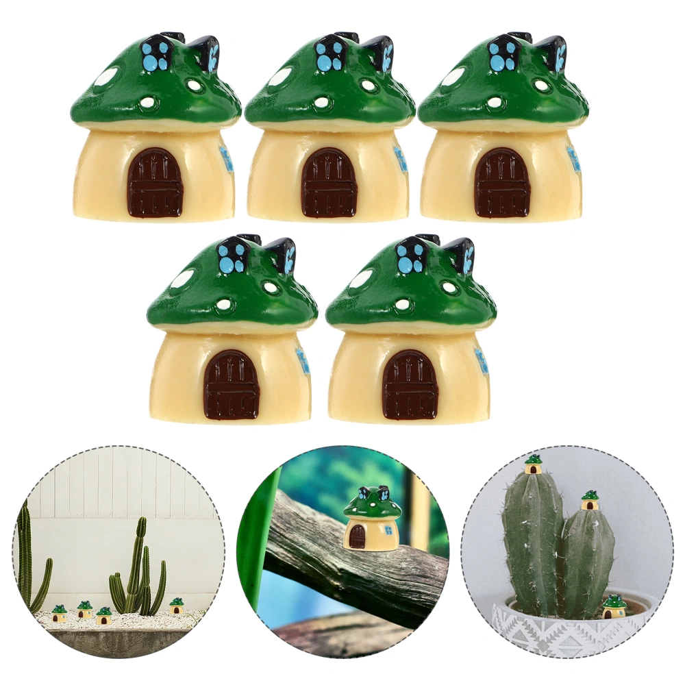 5 Pcs Exquisite Resin Mushroom Miniature Mushroom Houses Cartoon Mushroom Toys