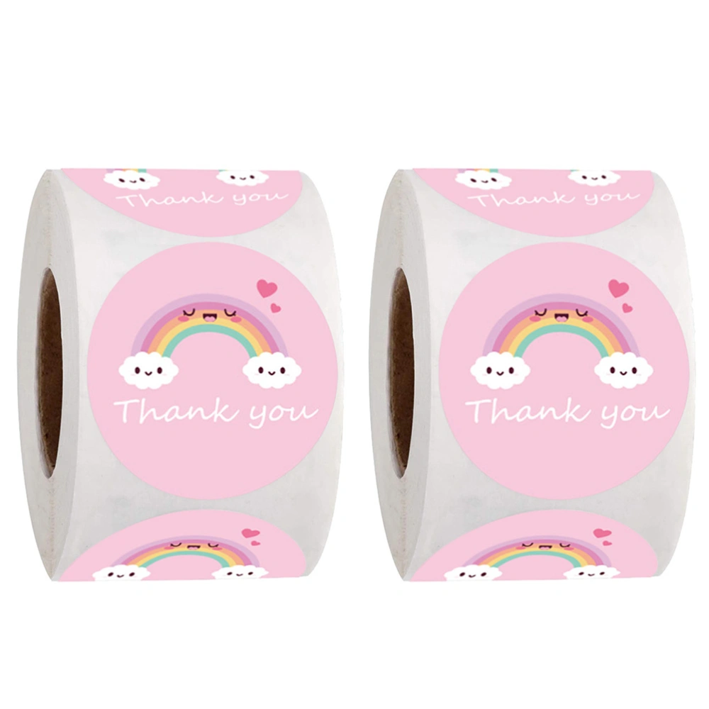 2 Rolls 500 Labels/Roll Paper Seal Label Thank You Stickers Gift Box Bake Decor