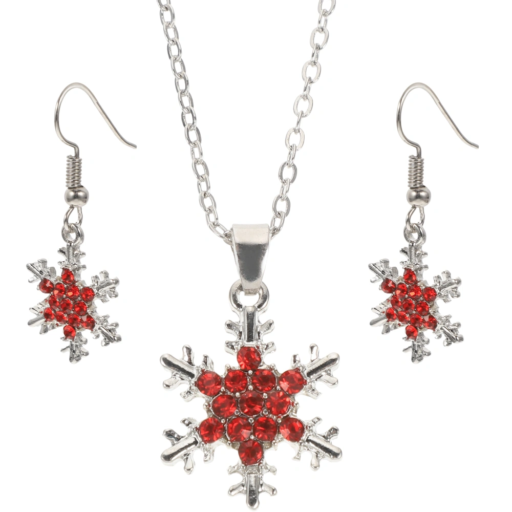 1 Set Christmas Snowflake Earring Xmas Snowflake Pendant Necklace Gift Jewelry