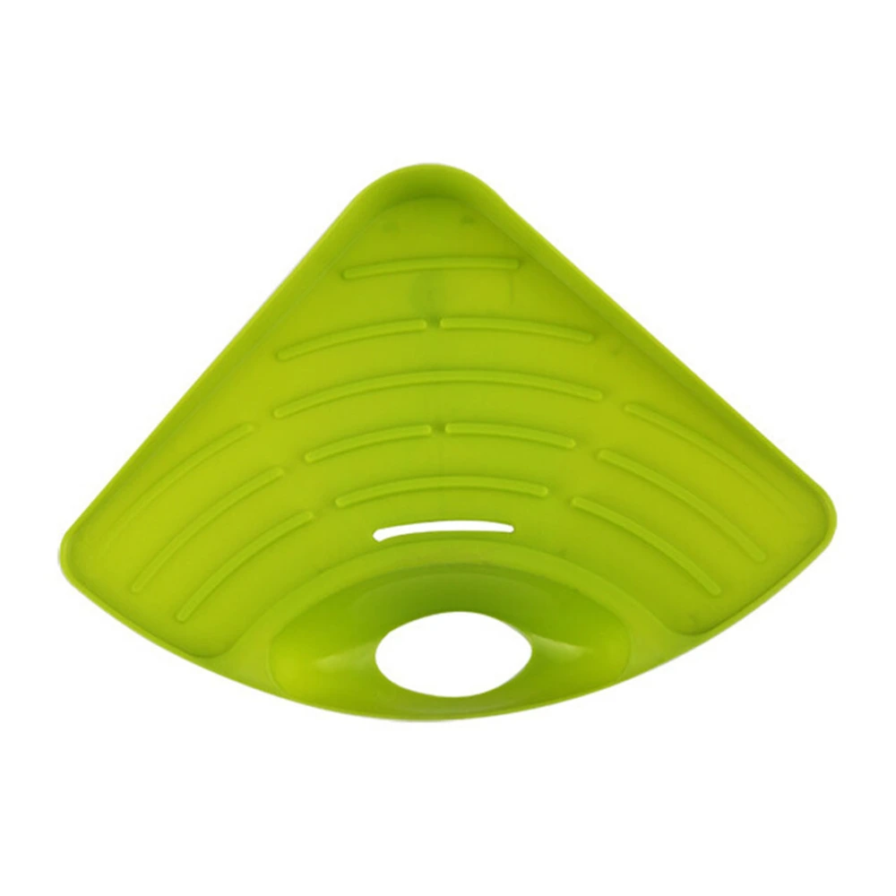 Triangle Shelf Kitchen Sink Dish Drain Rack Bathroom Soap Sponge Holder (Green)