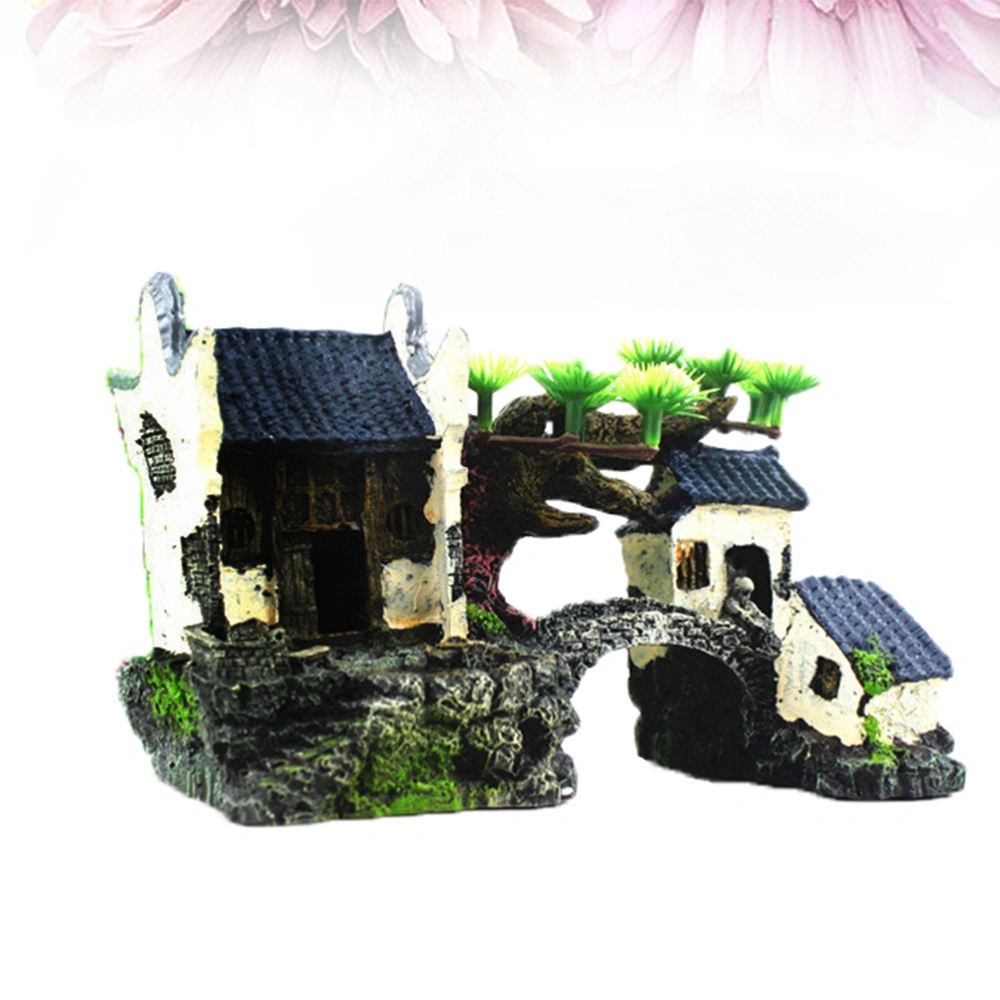 Vintage House Aquarium Landscape House Resin Building Creative Fish Tank Cabin Decor