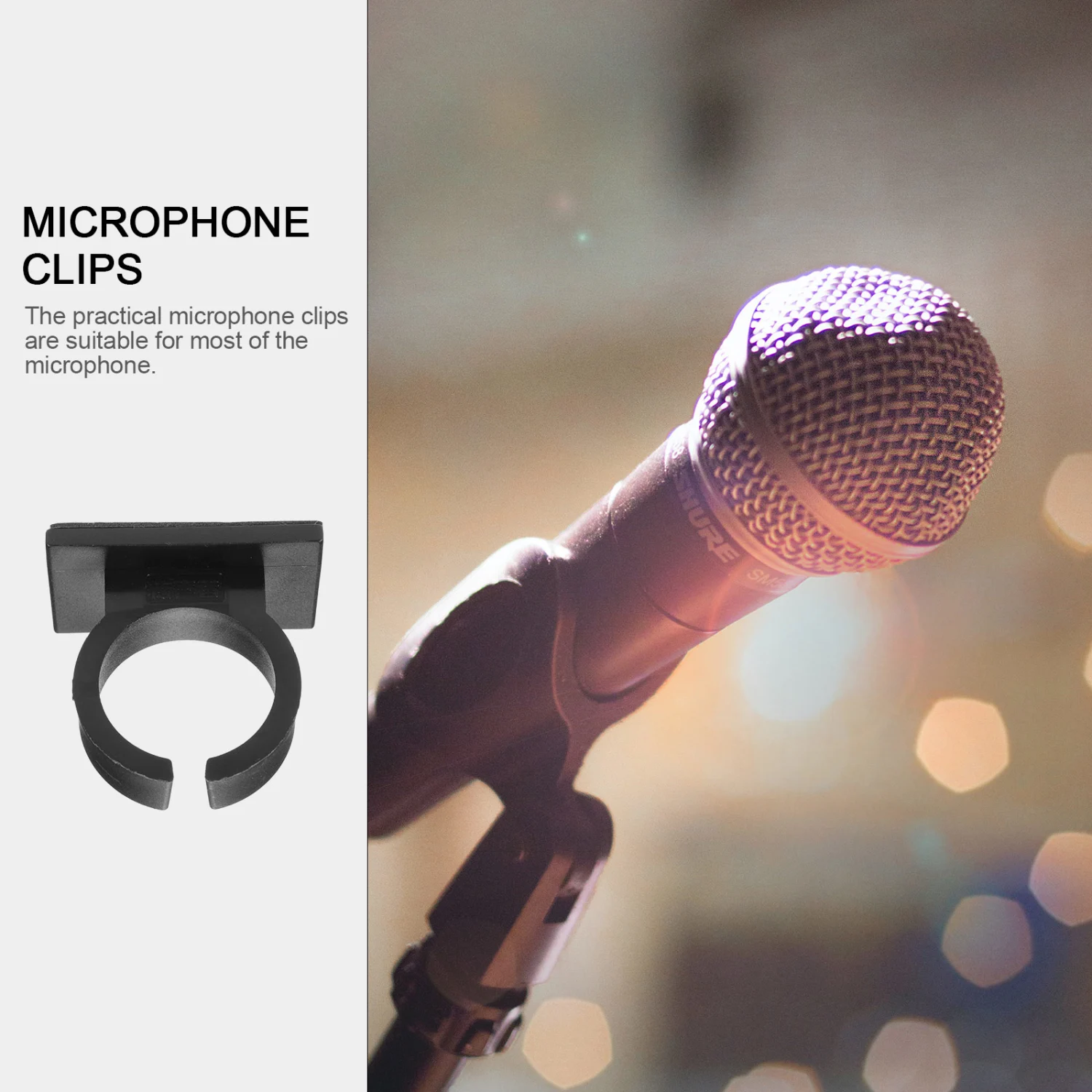 2Pcs Convenient Microphone Clips Plastic Microphone Holders with Back Adhesive