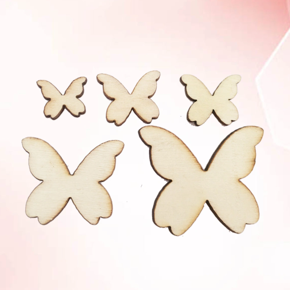 50pcs Mixed Size Wooden Butterflies Cutouts Craft Embellishments Wood Ornament for DIY Art Wedding Decoration