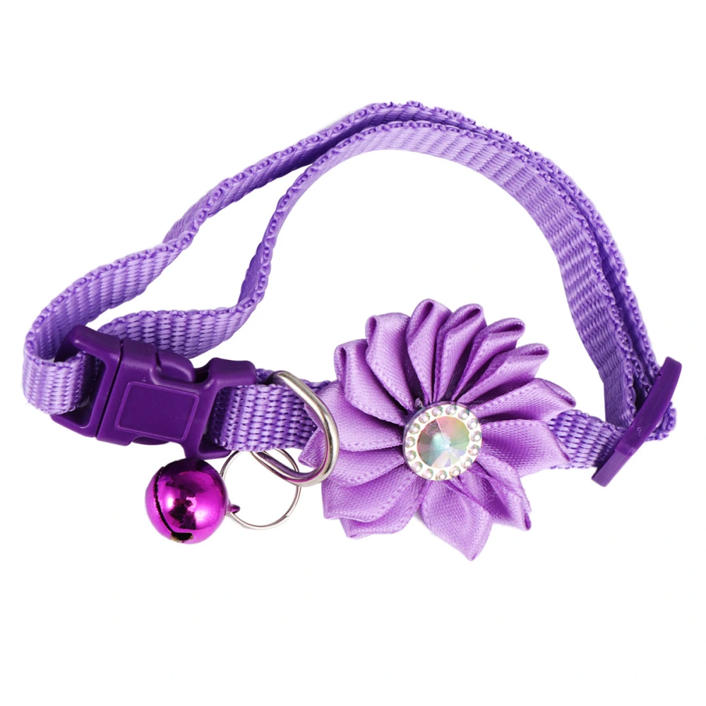 Pet Adorable Collar Creative Flower Neck Chain Fashion Party Bell  Necklet for Pet Cat Dog (Violet)