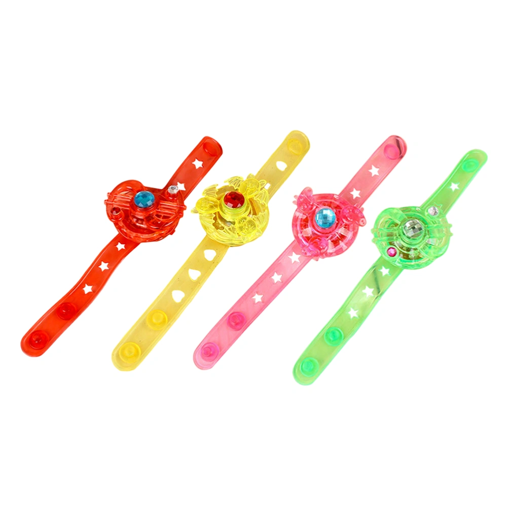 4Pcs Colorful Peg-top Watches Glow LED Bracelets Glowing Plaything Party Supply (Random Style)