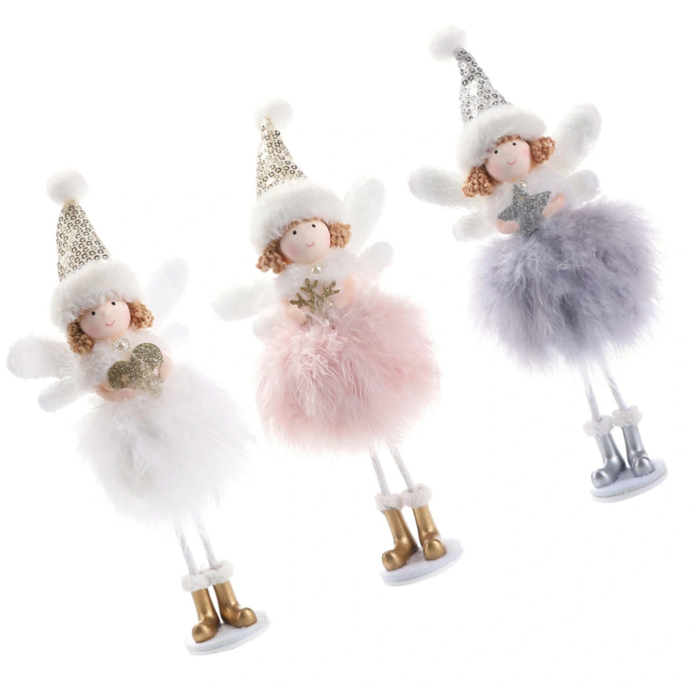 3Pcs Christmas Desktop Adornment Feather Angel Ornament Desktop Decoration