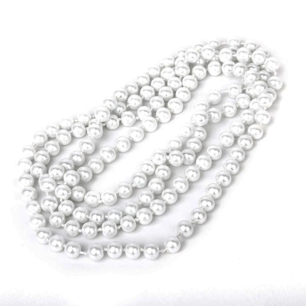 Fashion Bead Style Long Sweater Chain Necklace (White)