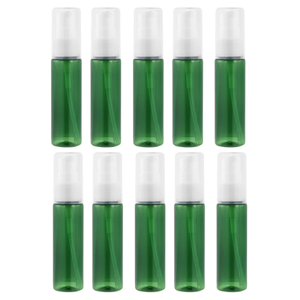 10pcs 30ml Empty Bottles Compact Refillable Bottle Travel Cosmetic Containers for Shampoo Lotion Essential Oil (Green Bottle+White Pump Head)