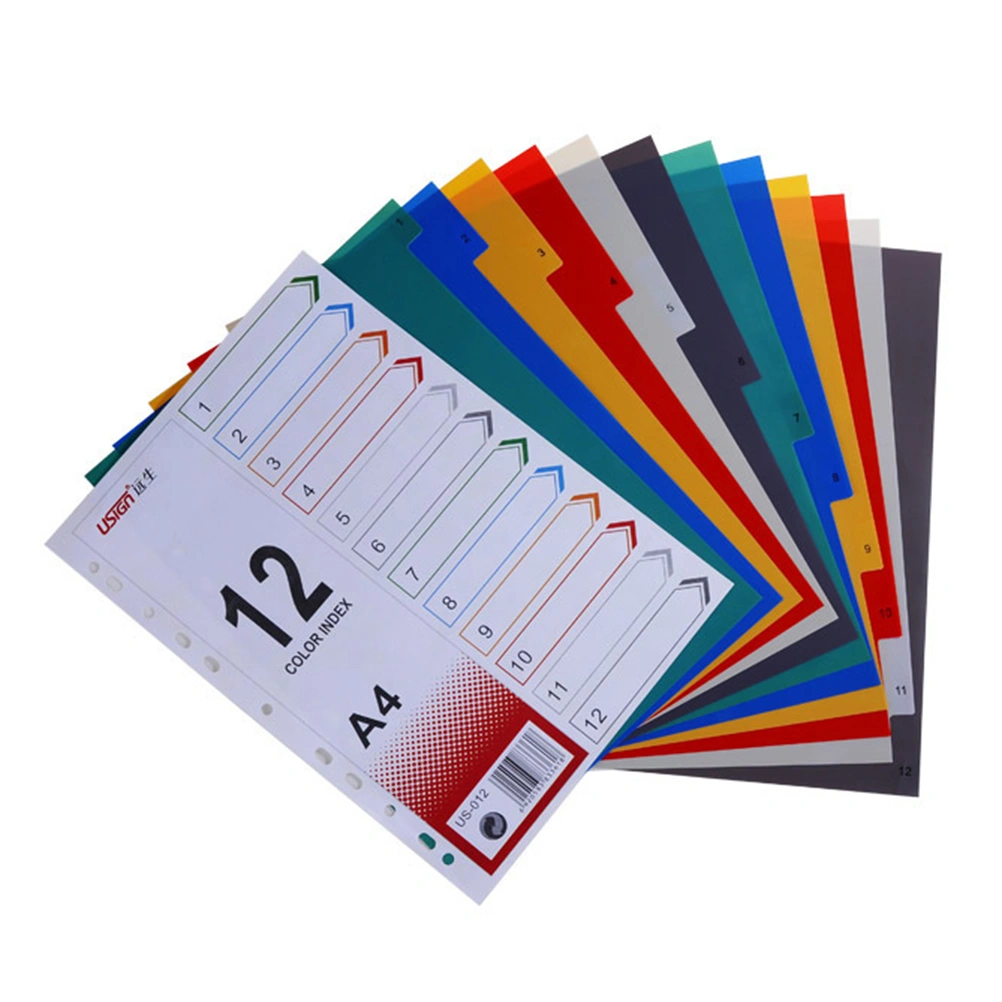 12Pcs Index Page Divider Colorful Classification Page Tab for Notebook Memo (A4)
