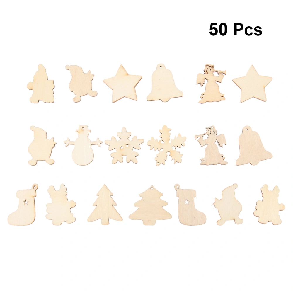 50pcs Natural Wooden Christmas Series Slice Scrapbooking Embellishments DIY Craft Decor