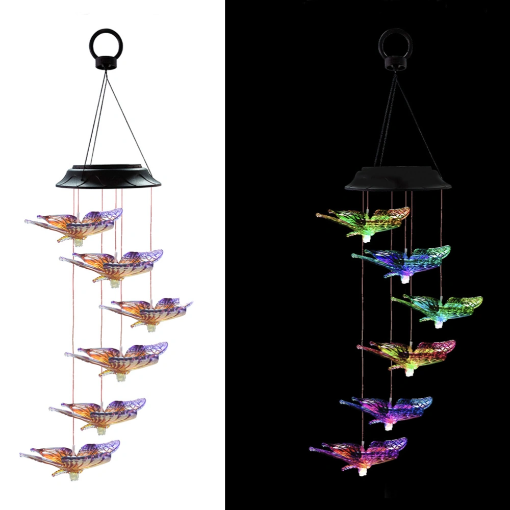 Solar Wind Chime Light LED Hanging Colorful Lamp Decorative Garden Lights (Colored Butterfly)