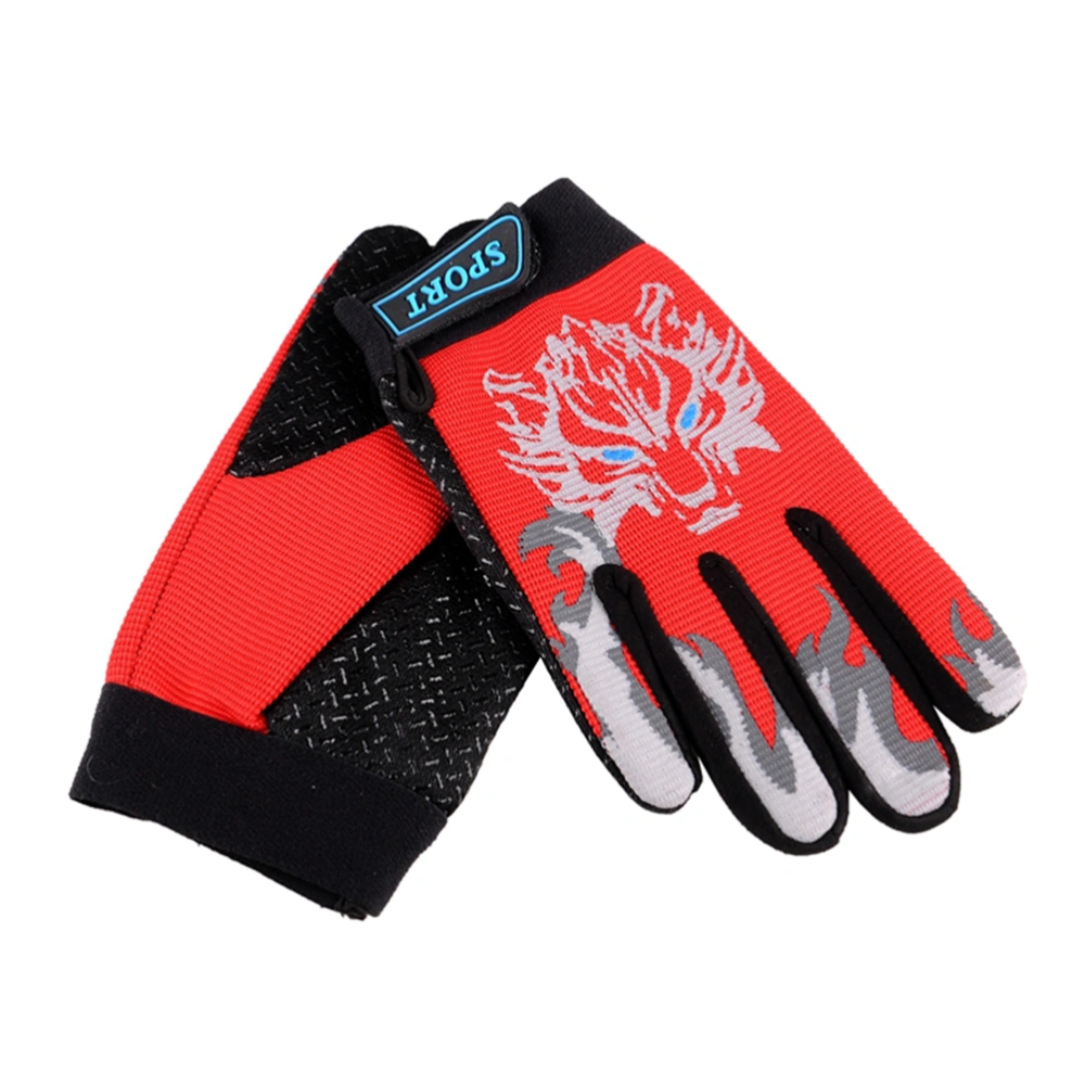 Kids Fitness Cycling Gloves Mountain Bike Riding Gloves Outdoor Tactical Gym Gloves Size (Red)