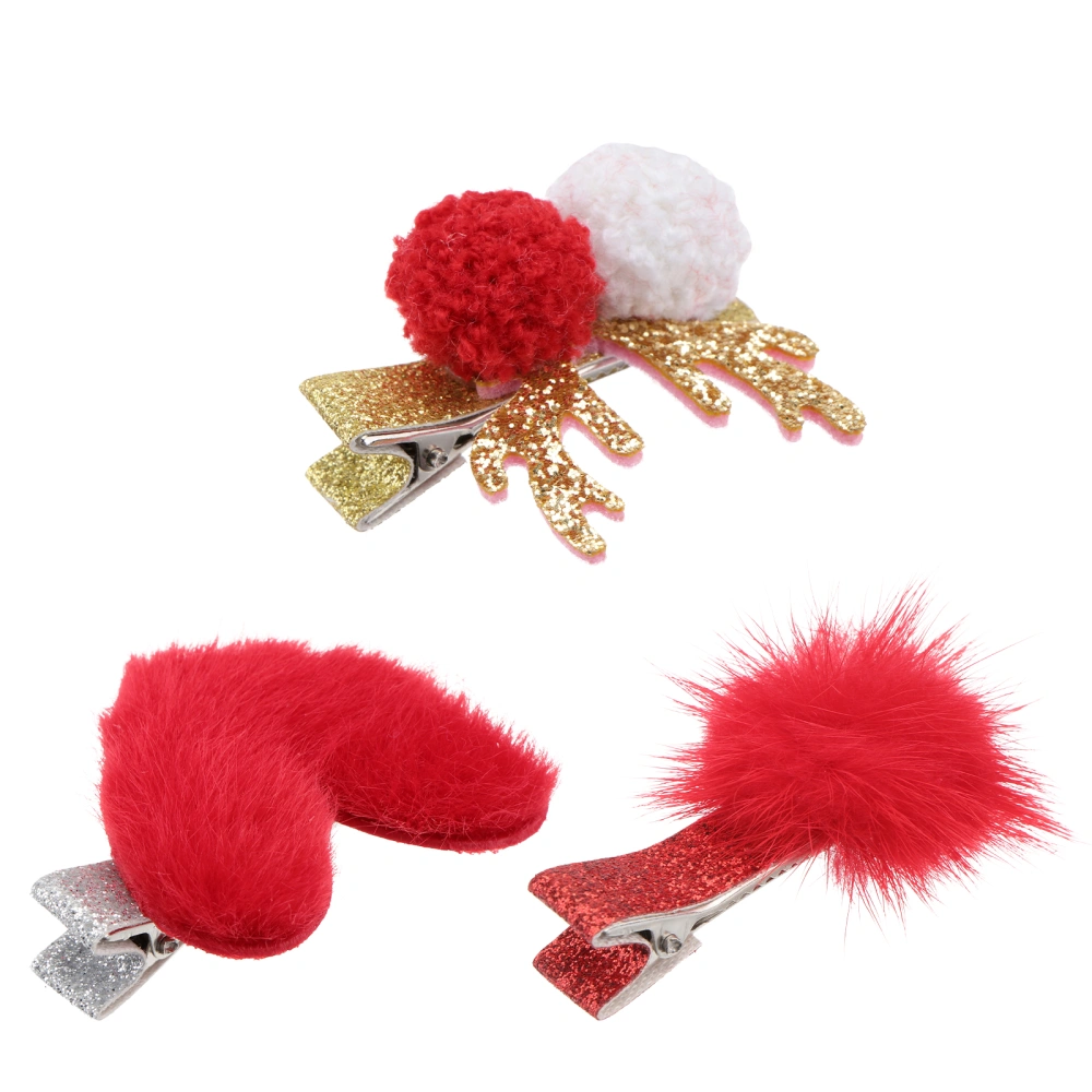 3pcs Christmas Costume Hairpins Elk Hair Clips Kid's Headgear (Random Style)