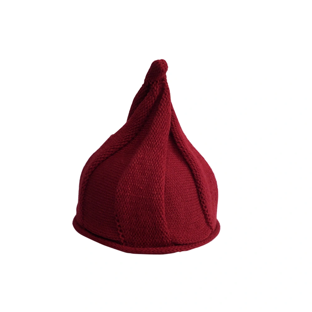 Trendy Winter Kids Pointy Knitted Beanie Boy Girl Hat Children Pointed (Purplish Red)